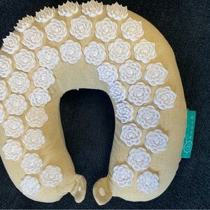 Kanji Acupressure Neck Pillow with White Lotus Flowers
